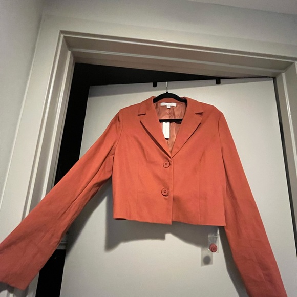 Anthropologie Flat White Orange Cropped Blazer - Picture 3 of 3